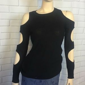 Hippie Rose  Black Cold Shoulder Sweater S New